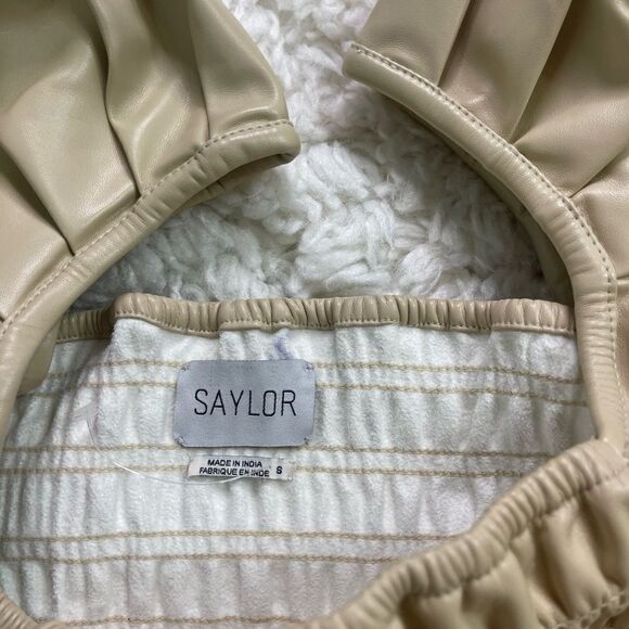 Saylor Justina Vegan Leather Puff Sleeve Smocked Minidress - Picture 4 of 6